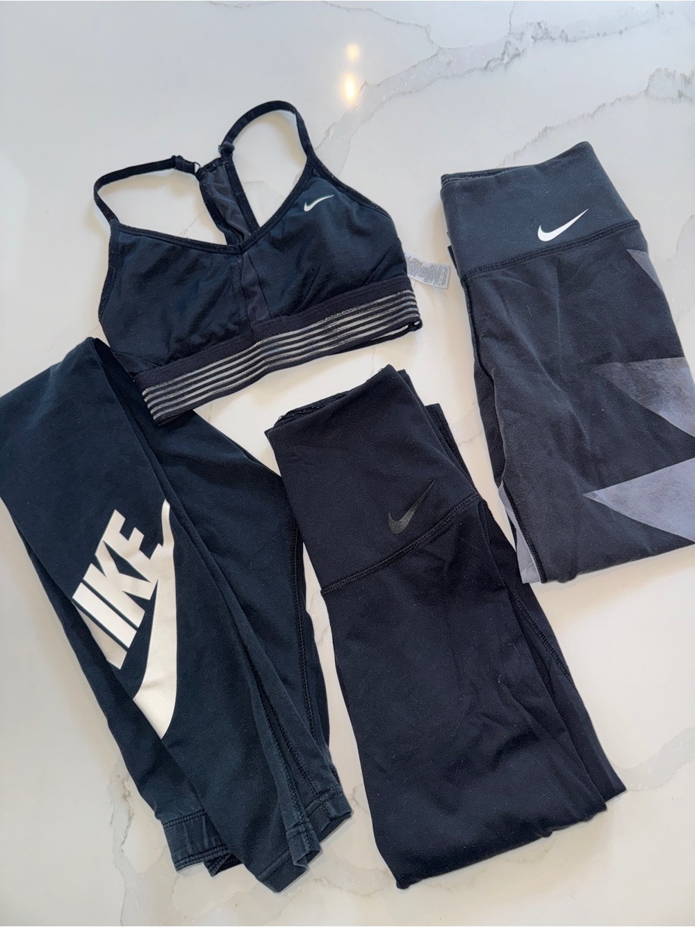 Nike 4 Piece Bundle (3 Leggings, 1 Sport Bra) - All Women’s XS